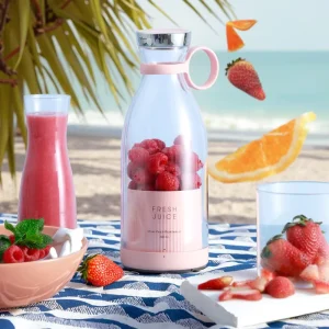 Portable 350ml Stainless Mixing Bowl Juicer USB Wireless Fresh Juice Blender with Battery Power for Home and Car Use