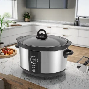 Portable 7 Quart Digital Programmable Sous Vide Slow Cooker Stainless Steel Large Family Auto Warm Setting Electric Household