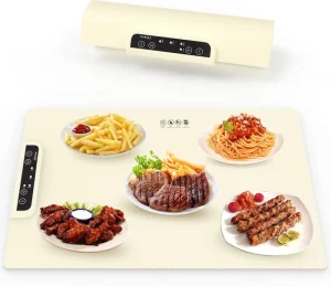 Portable Adjustable Temperature Foldable Silicone Hot Plate Mat Fast Heating Food Warmer for Table Use Food Heater Mat White