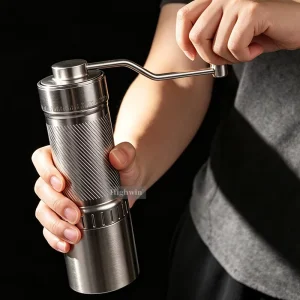 Portable Aluminum Alloy Coffee Grinder External Adjustment Manual Coffee Grinder for Travel Camping Office