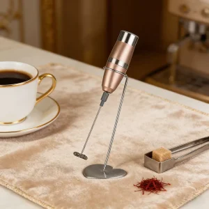 Portable Battery Electric Stainless Steel Milk Foam Maker Coffee Milk Frother with Stand