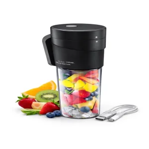 Portable Blender Cup Bottle USB Rechargeable 470ml 6 Blades Fruit Mixer Mini Hand Juicer Blender Smoothie With Straw