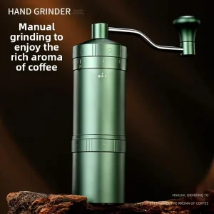 Portable Camping Office Home Coffee Grinder 7 Star Stainless Steel Adjustment Hand Crank Coffee Mill with Labor Saving Rocker