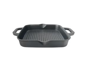 Portable Cast Iron Outdoor Camping Stove Pan Grill Griddles for Steak Frying Skillet with Metal Oil Mouth