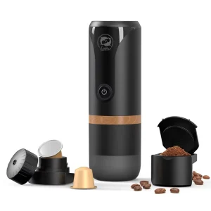 Portable Coffee Machine for Car & Home Expresso Coffee Maker Fit Nexpresso Pod Capsule Coffee Powder with Travel Bag