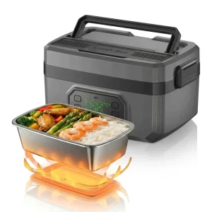 Portable Cordless Battery Powered Automatic Food Warmer Electric Lunch Box Digital Control Timer Household Car Outdoor