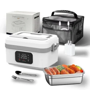 Portable Cordless Electric Lunch Box with 8000mAh USB Battery 60W Fast Heating 6 Temp Levels 1L Capacity USB C Food Warmer