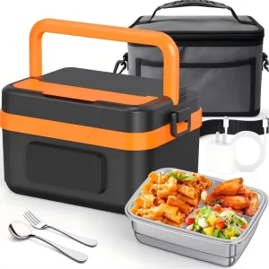 Portable Cordless Electric Lunch Boxes Rechargeable Automatic Self Heating Food Warmer 1.0L for Car Truck Office School