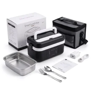 Portable Cordless Heated Lunch Box with 8000mAh Rechargeable Battery USB C Charging 1.0L Capacity No water Heating Multi use