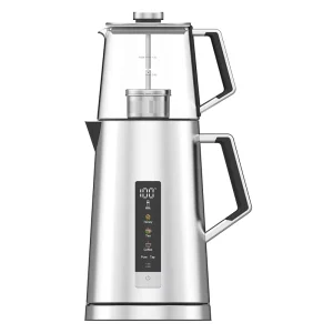 Portable Double Wall Stainless Steel Kettles 1.7L+1L Glass Pot Smart Electric Kettle Samovar Turkish Tea Maker