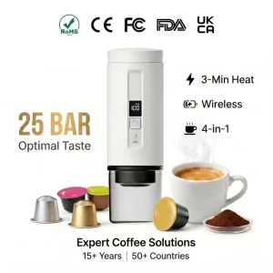 Portable Drip Coffee Maker Single Serve and Carafe Options for Kitchen Camping Office Use With Programmable Delay Brew