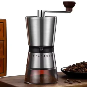 Portable Eco Friendly Wood Stainless Steel Manual Coffee Bean Grinder with Adjustable Setting Burr for Home Use