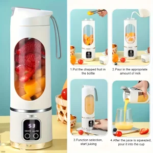 Portable Electric Blender with USB Interface 15.21oz Capacity 1300mAh Fruit Vegetable Juicer Small Household Electric