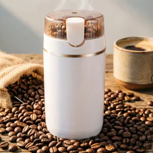 Portable Electric Coffee Grinder Bean Mill with Transparent Lid for Home and Office Use