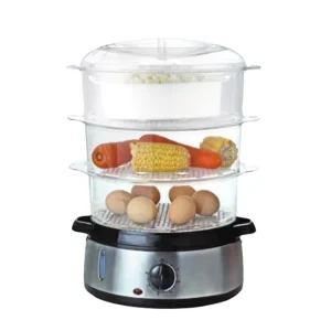 Portable Electric Food Steamer with Timer Control 3-layer Transparent Basket in Big Capacity Factory Supplie