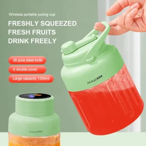 Portable Electric Fruit Juicer Cup Six Knives Multi Function Slow Juicer Home Juice Maker with Battery Charging System