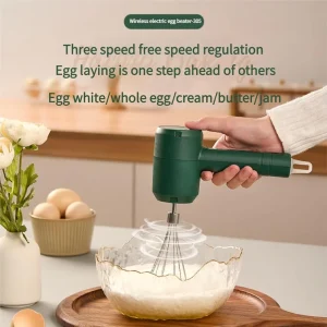Portable Electric Handheld Mixer 3 Speed Rechargeable Milk Beater Electric Egg Beater with Stainless Steel Whisks Egg Separator