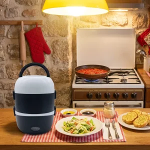 Portable Electric Heated Lunch Box 5 in 1 Single Layer 1.2L Double Layer 2L Bento Food Container Stainless Steel KL03008