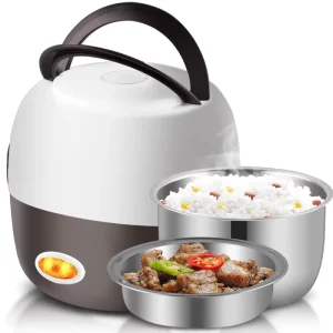 Portable Electric Heated Lunch Box Mini Rice Cooker Plug In Food Warmer Multi Function Heating for Office Travel Car Outdoor