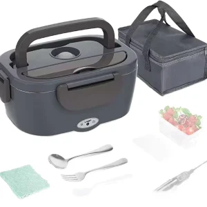 Portable Electric Heating Lunch Box 304 Stainless Steel Liner No Water Injection for Home and Car Use