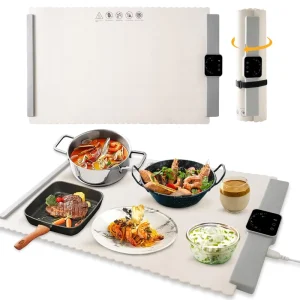 Portable Electric Heating Silicone Food Warming Tray Adjustable Temperature Hot Plate Canvas Mat Home Kitchen Table Mat
