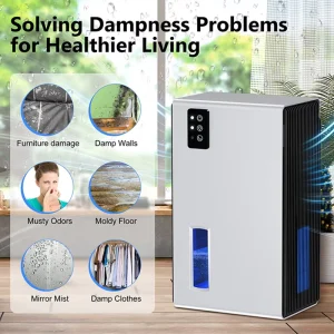 Portable Electric Indoor Dehumidifier with Refrigerative Technology for Bedroom Kitchen Basement Garage Household Use