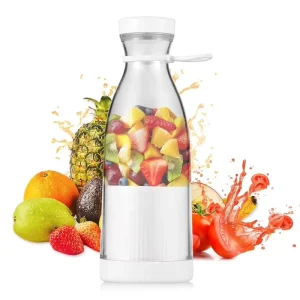 Portable Electric Juicer Six Blade Wine Bottle Shaped Mini Blender USB Charging for Car and Household Use