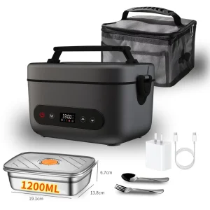 Portable Electric Lunch Box 1.2L 20000mAh Battery Powered Electric Food Container Rechargeable Cordless Electric Lunch Box