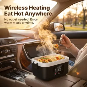 Portable Electric Lunch Box Battery Powered 8000mAh Wireless Food Heater 304 Stainless Steel OEM Support
