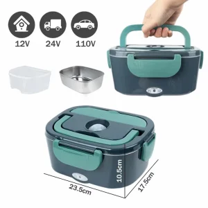 Portable Electric Lunch Box Food Warmer Heater with Removable Stainless Steel Container for Car Home Office