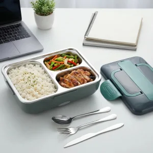 Portable Electric Lunch Box Food Warmer Heater with Removable Stainless Steel Container for Office School Home Use