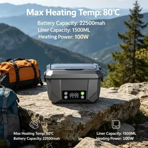 Portable Electric Lunch Box Rechargeable 1.5L Quick Heating USB Charge Lunch Box for on the Go