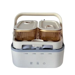 Portable Electric Lunch Box with Steaming and Reheating Function and Glass Food Containers