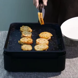 Portable Electric Smokeless BBQ Griddle Plate Grill PTFE Non Stick Carbon Steel Household Use Foldable Design