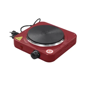 Portable Electric Solid Hotplate Coil Heating Non-Slip Surface 1 Burner 1500W Temperature Control for RV Outdoor Household Use