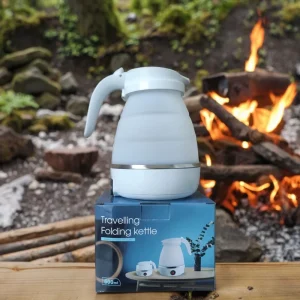 Portable Electric Travel Kettle 110V 220V 0.6L Mini Portable Foldable Kettle Collapsible Outdoor Silicone Electric Kettle