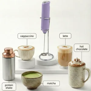 Portable Electric Whisk Milk Frother Battery Operated Foam Maker