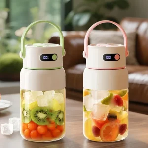 Portable Glass Juicer Stainless Steel USB Rechargeable Smoothie Blender Powerful Motor for Home Office Gym Daily Healthy