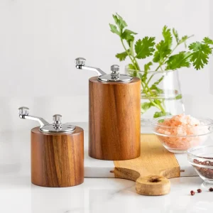 Portable Hand Crank Coffee Grinder Wood Effect Pepper Mill Adjustable Grinder