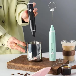 Portable Handheld Electric Milk Frother 304 Stainless Steel Detachable Whisk Mini Egg Beater Mixer for Coffee Milk Tea Baking