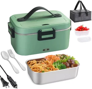 Portable Home Car 110v 12V Rechargeable Automatic Heating Electric Lunch Box 1.8L Bento Food Heater Container Box