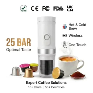Portable Home Coffee Machine Travel Espresso Maker for Daily Kitchen Office Use With Easy Cleaning and Compact Design