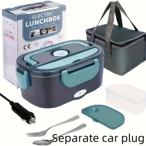 Portable Insulated Heating Student Lunch Box 1.5L Stainless Steel Container Food Warmer USB Electric Powered for Cars Trucks