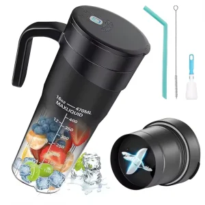 Portable Juicer 6 Blades USB Rechargeable 500mL for Outdoor and Home Use Shakes Smoothies