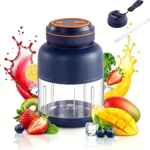 Portable Juicer Cup Type C Rechargeable Dual Lids Leak Proof for Outdoor Picnic Sports Travel Hand Juicer