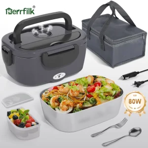 Portable Leakproof Fast Heating Self Heating Lunch Box With Divider Even Heating Electric Food Warmer