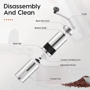 Portable Manual Coffee Grinder Stainless Steel with Ceramic Burr Core