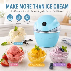 Portable Mini Automatic Ice Cream Maker Single Button Operation Compact Size Household Sorbet Frozen Dessert Making Appliance