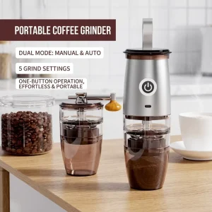 Portable Mini Electric Conical Burr Coffee Grinder Multifunctional Coffee Bean Grinding Machine for Home & Travel