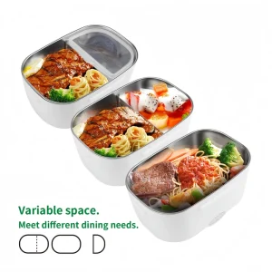 Portable Mini Rice Cooker Electric Crockpot Stainless Steel Plastic Housing Food Warmer USB Power Source for Lunch with Heating